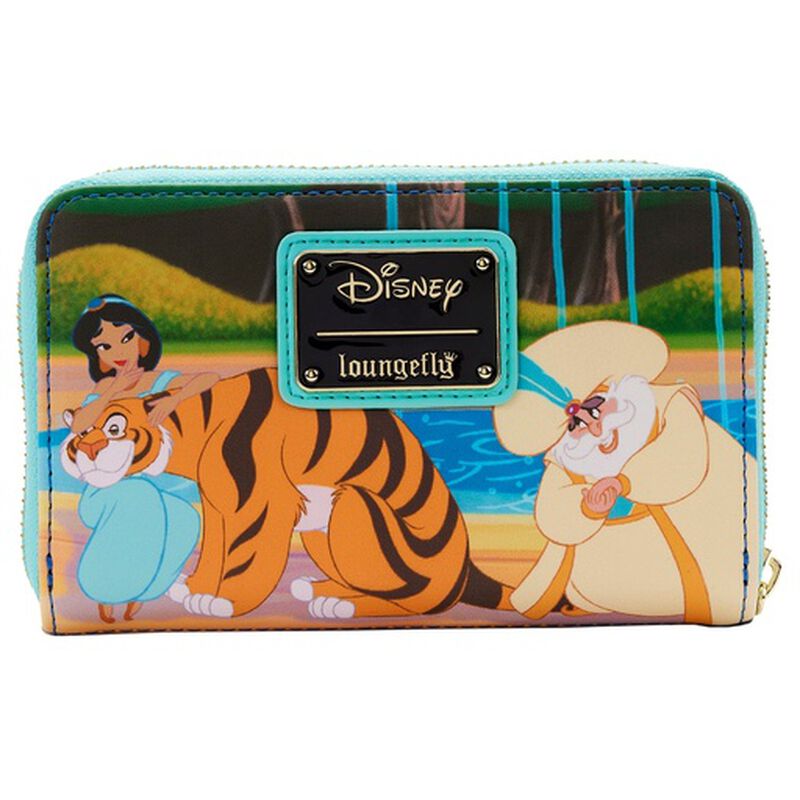 Back image of the Aladdin Princess Scenes Wallet, featuring Jasmine, Raja, and the Sultan